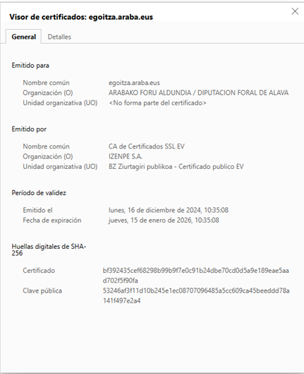 Imagen ejemplo Visor de certificados